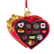 Noble Gems Heart Box Of Chocolate Glass Ornament 3.5"