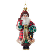 Noble Gems Santa With Lantern and Presents Glass Ornament 4.5"