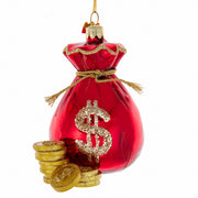 Noble Gems Sack of Money Glass Ornament 4.5"