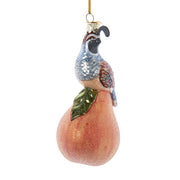 Noble Gems Partridge In A Pear Glass Ornament 5"