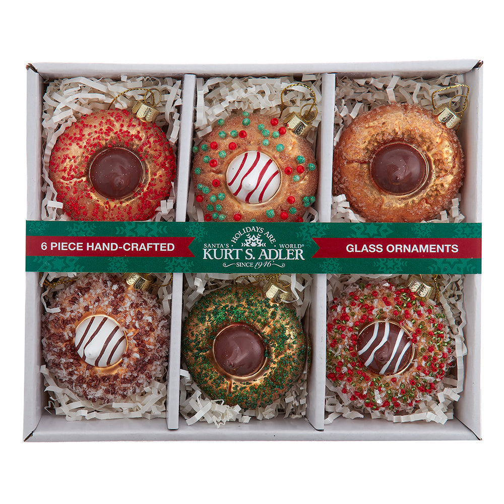 Noble Gems Cookie Drop Glass Ornaments 2.75" Set of 6