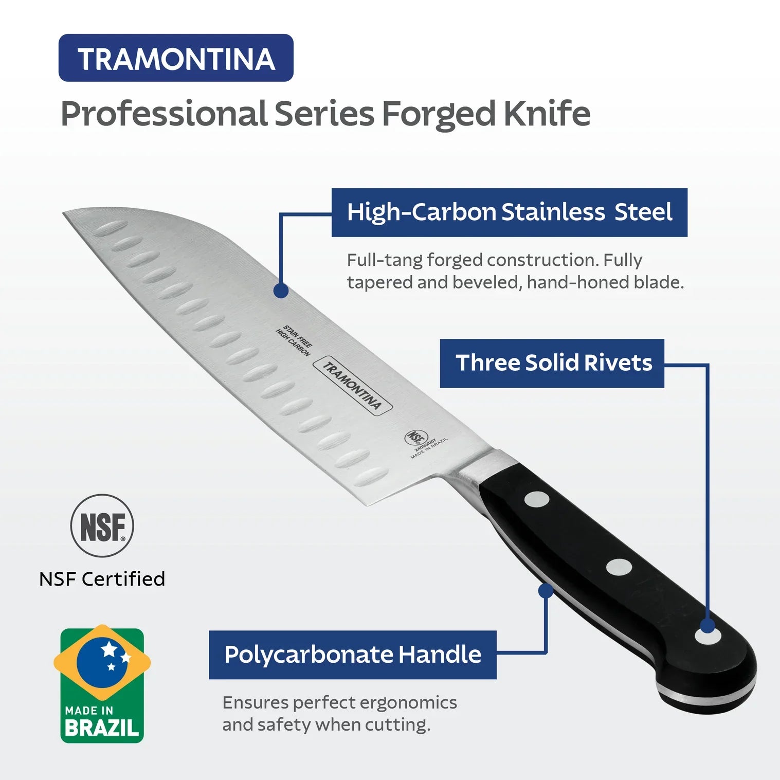 Professional Series High-Carbon Steel Santoku Knife 7"