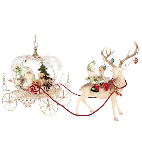 Mistletoe Santa with Deer and Crystal Fantasy Carriage