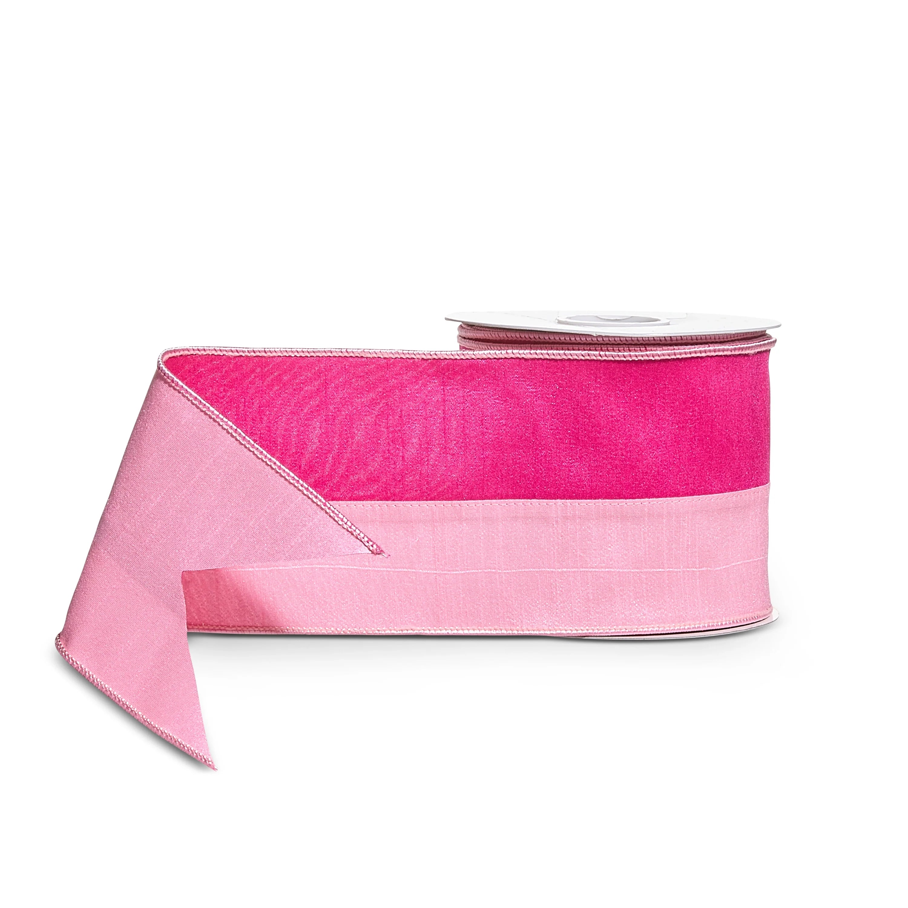 Pink Two-Tone Velvet Wired Ribbon 4 Inches x 10 Yards