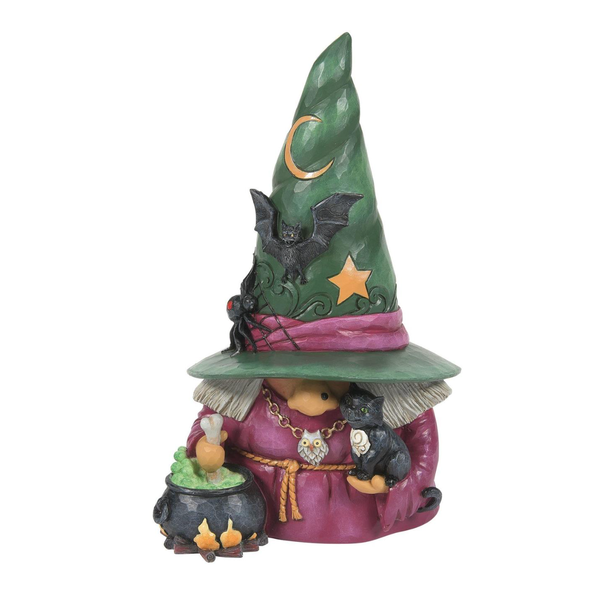 Witchful Thinking Witch Gnome with Cat