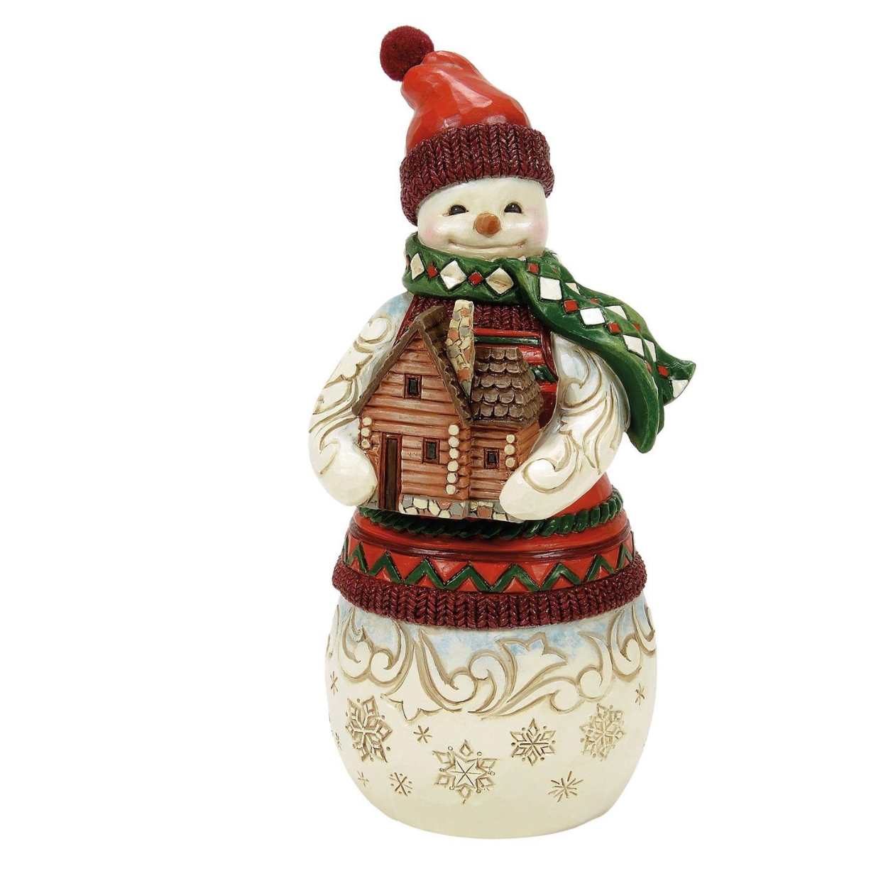 Welcome to the Cabin Lodge Snowman with Log Cabin