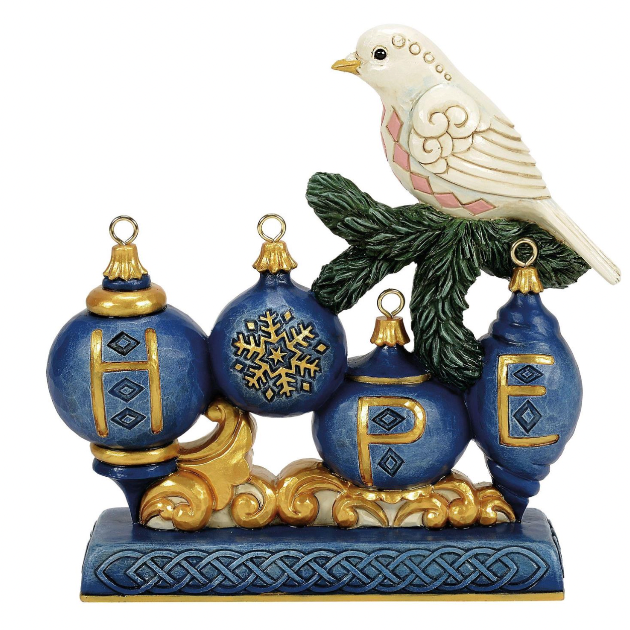 Peaceful Perch Blue & Gold Hope with Dove