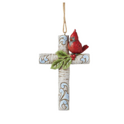 Cardinal with Cross Ornament