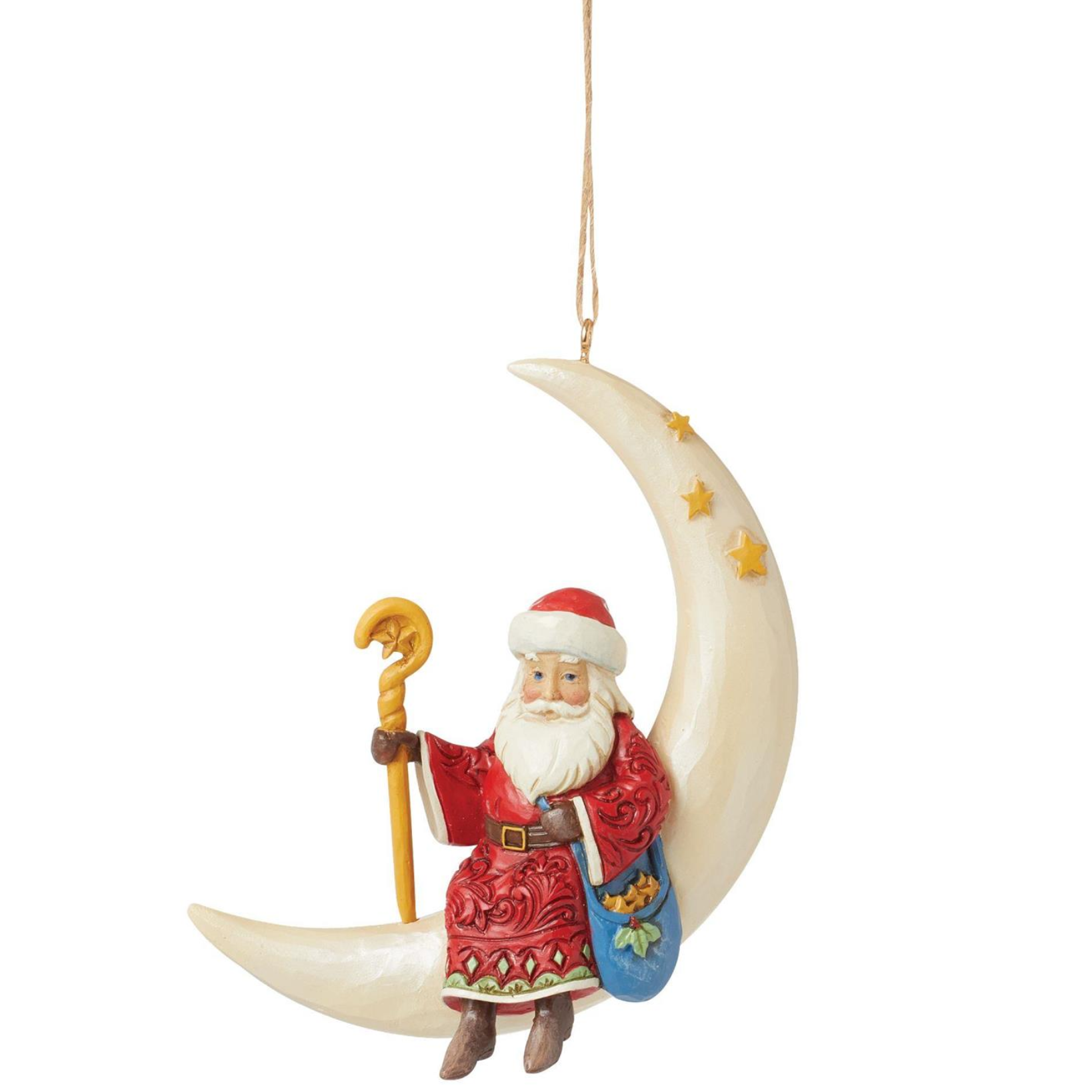Santa on Crescent Moon Ornament