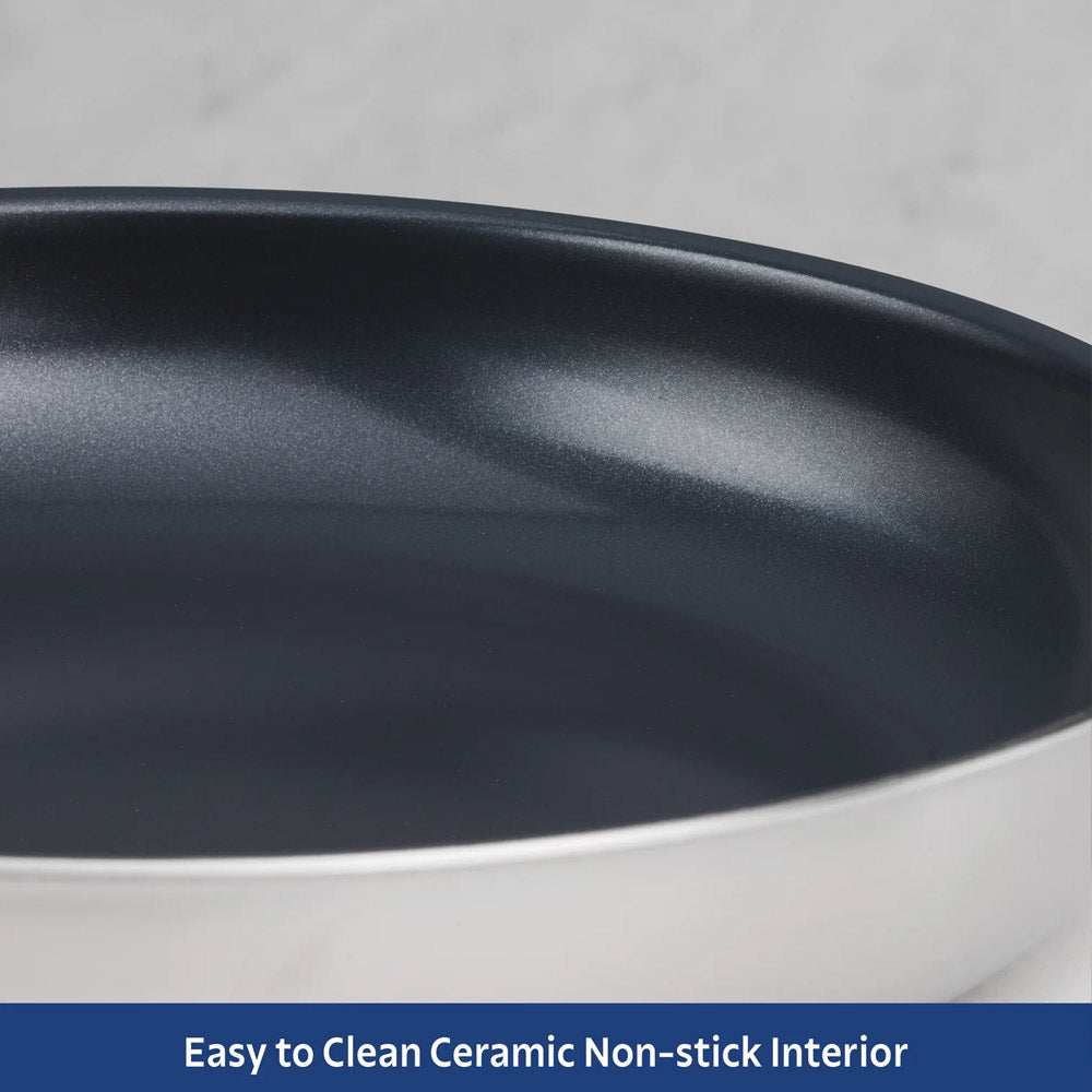 Tri-Ply Clad Stainless Steel Ceramic Nonstick Fry Pan 10 Inch