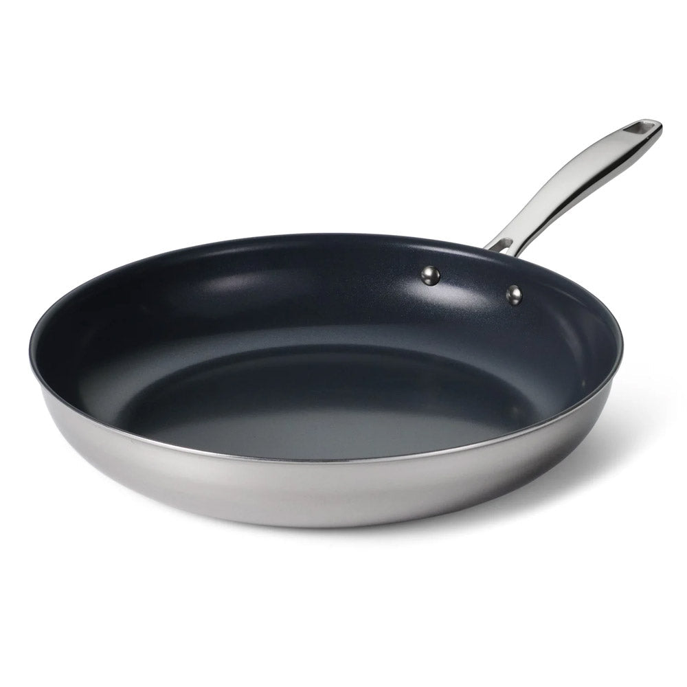Tri-Ply Clad Stainless Steel Ceramic Nonstick Fry Pan 12 Inch
