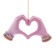 Pink Electroplated Heart Hands Ornament 5"