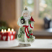 Mistletoe Kisses Santa Glass Ornament 6"