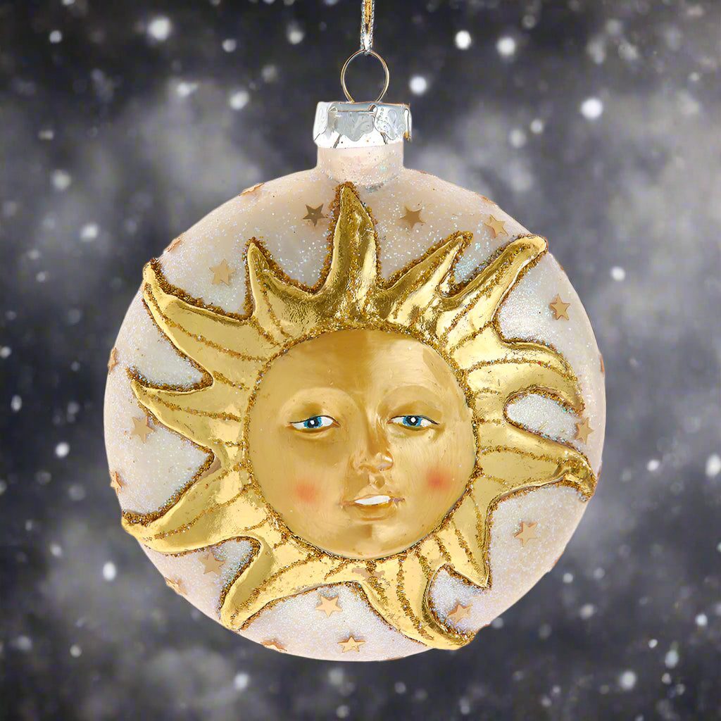 Ball with Sun Pattern Glass Ornament 100mm