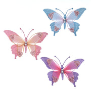 Fairytale Butterfly with Clip Ornaments 9.5" Set of 3