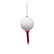 Golf Ball with Tee Plastic Ornament 5.25"