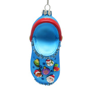Santa Slipper Clog Glass Ornament 5.7"