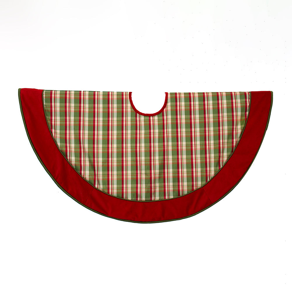 Dupion Plaid with Velvet Trim Tree Skirt 48"