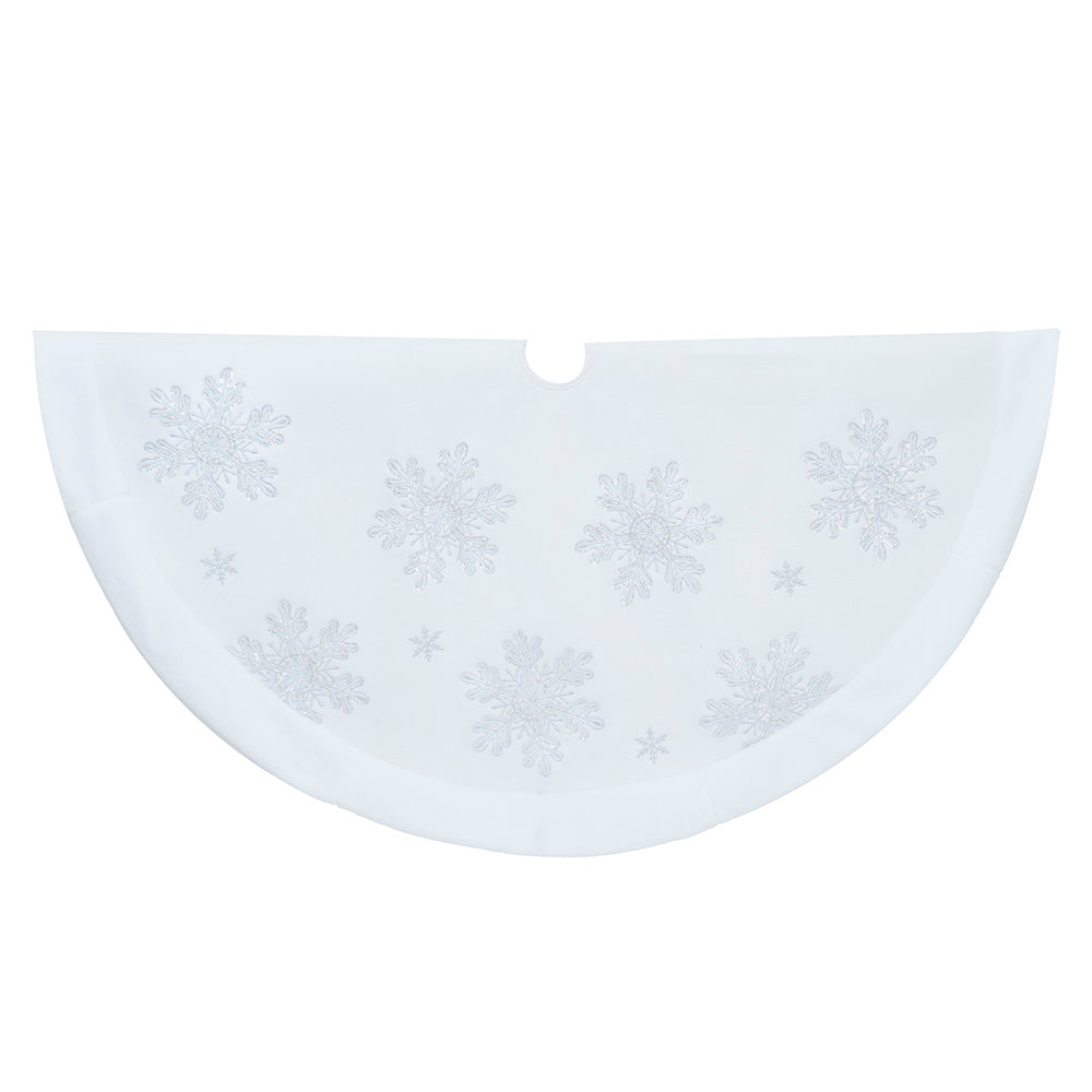 Sequins and Embroidered Velvet Snowflake Tree Skirt 48 Inch Diameter