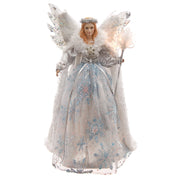 Ivory with Silver and Lavender Blue Angel 10 Light Tree Topper 16"