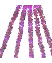 Pink Iridescent Tinsel With Pink Superbright LED Cascade Light 6.5' 100-Light