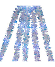 Silver Iridescent Tinsel with Clear Superbright LED Cascade Light 6.5' 100-Light