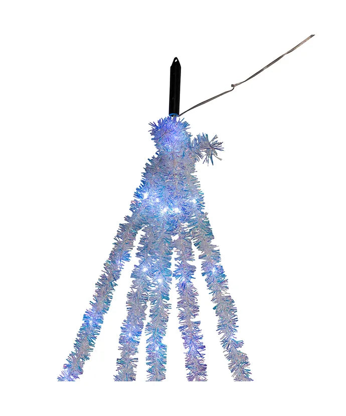Silver Iridescent Tinsel with Clear Superbright LED Cascade Light 6.5' 100-Light