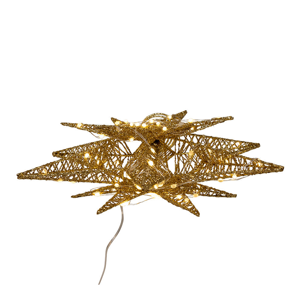 Gold Starburst LED Lit Tree Topper 15" Tall