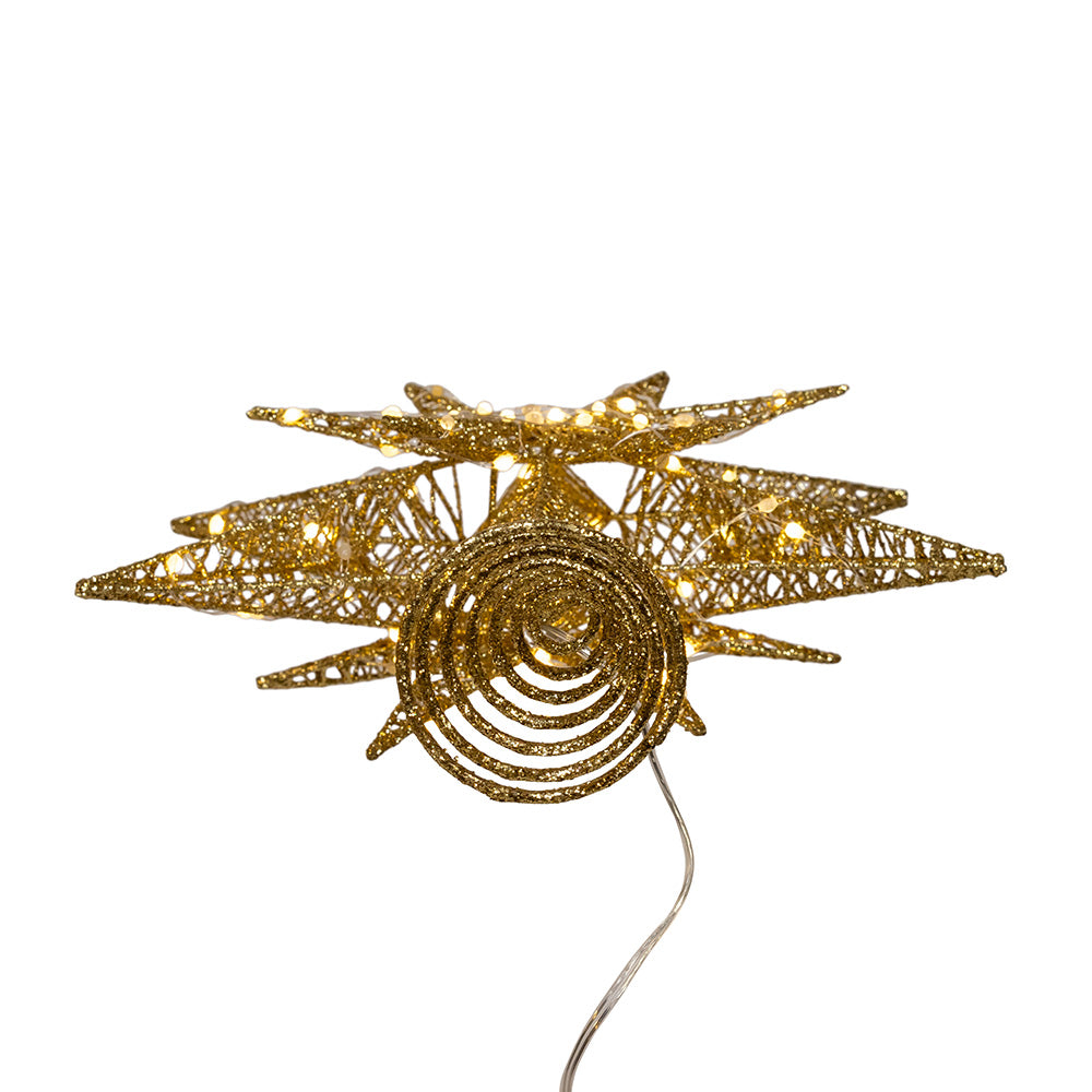 Gold Starburst LED Lit Tree Topper 15" Tall