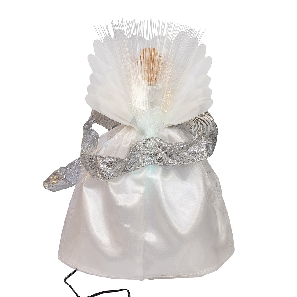 Silver Angel Fairy LED Fiber Optic 30 Light Tree Topper 12"