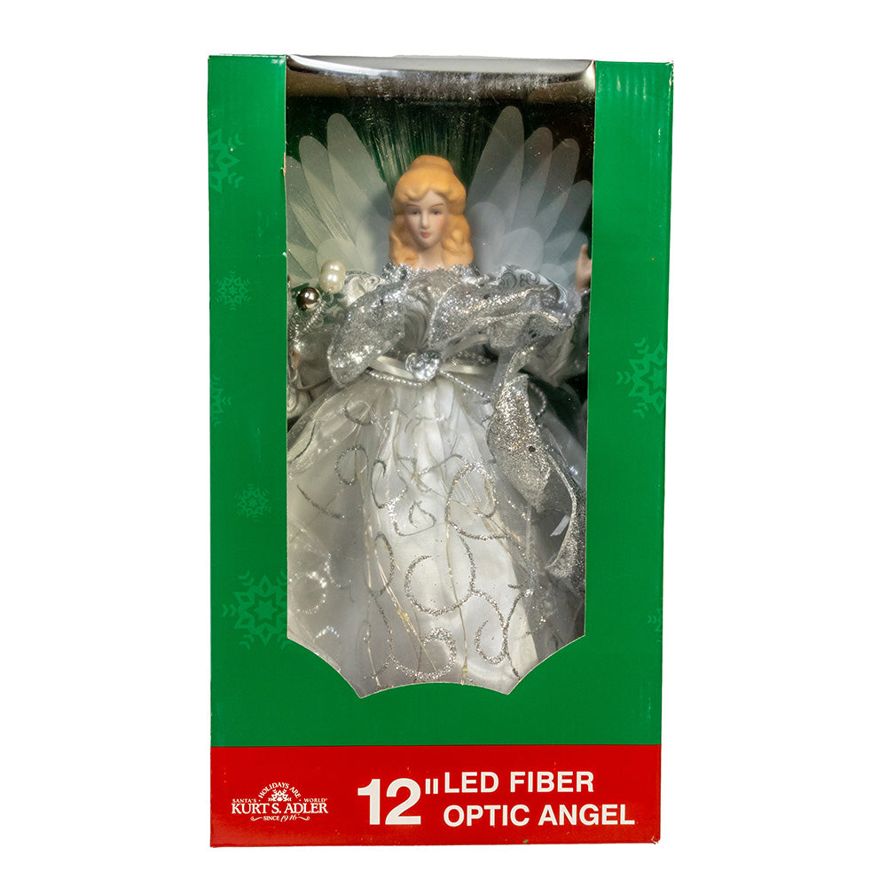 Silver Angel Fairy LED Fiber Optic 30 Light Tree Topper 12"