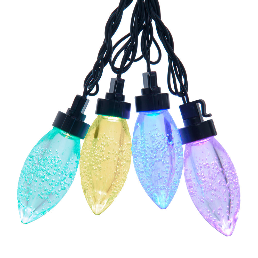 10-Piece Dual Color Multicolor & Warm White LED Bubble C9 String Yard Stakes