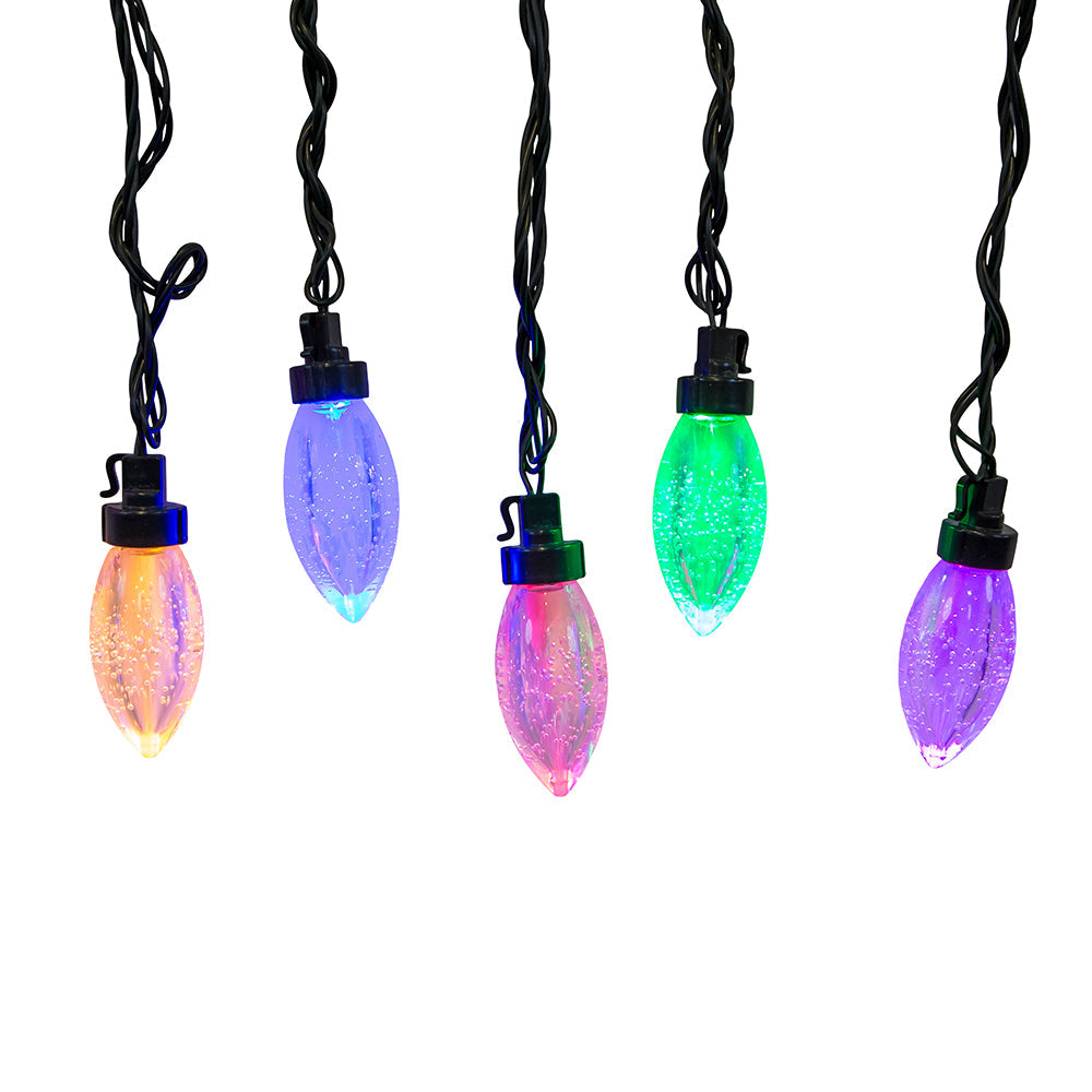 10-Piece Dual Color Multicolor & Warm White LED Bubble C9 String Yard Stakes
