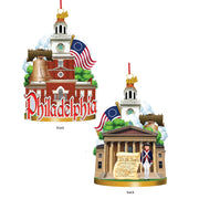 Philadelpia Cityscape Glass Ornament 5"