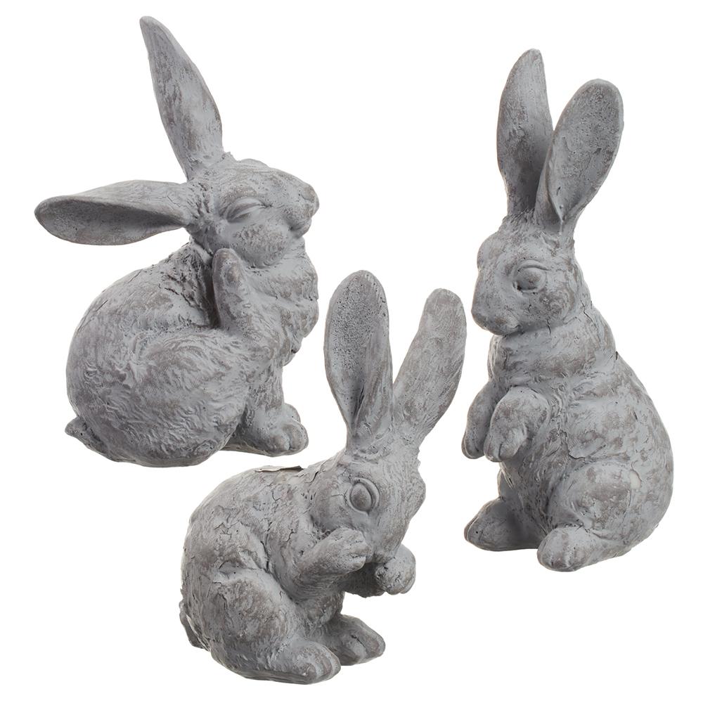 Grey Bunnies 6" Set of 3