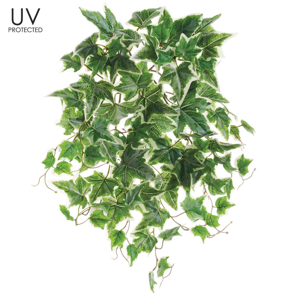UV Protected Variegated Ivy Bush Green and Cream 19 Inches Long