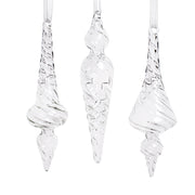 Crystal Spiral Design Glass Icicle 6" Set of 3