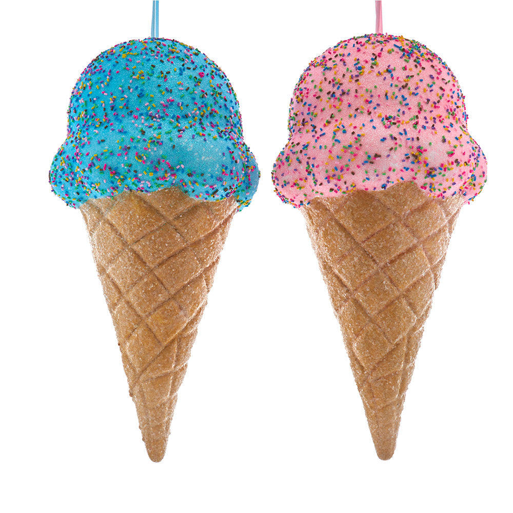 Large Ice Cream Cone Ornament 16" Set of 2