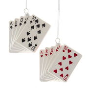 Wonderland Playing Cards Glass Ornaments 4.5" Set of 2