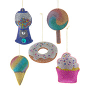 Bedazzled Fabric Sweets Ornament 3"  Set of 5