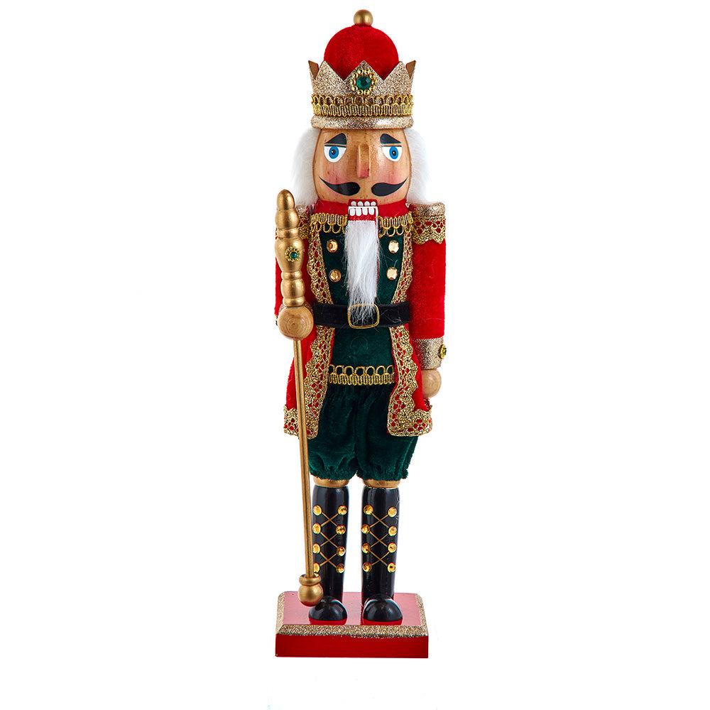 Regal Red and Green King Wooden Nutcracker 15"