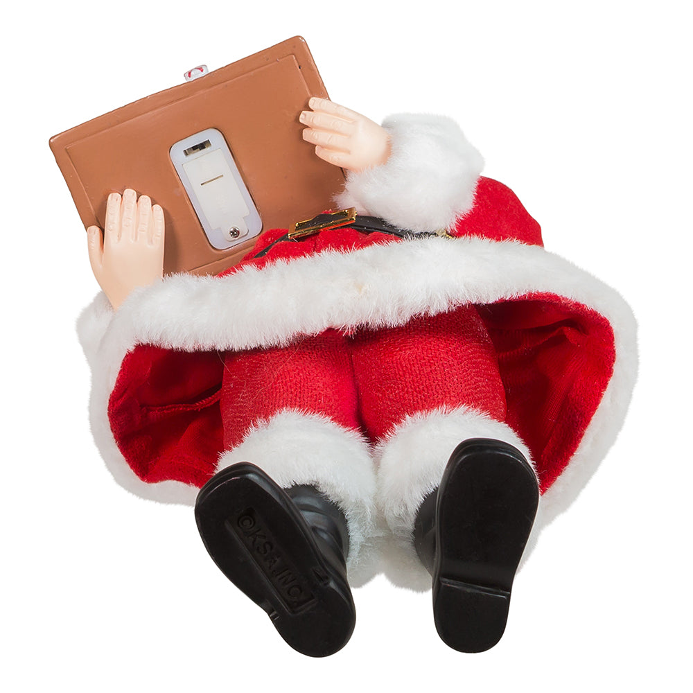 Santa with Lite-Up Gingerbread Hse 11 Inches Tall