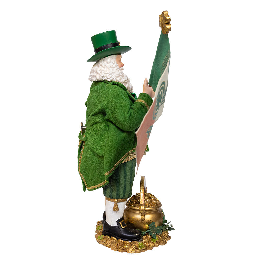 Fabriche Musical Irish Santa with Flag 11"