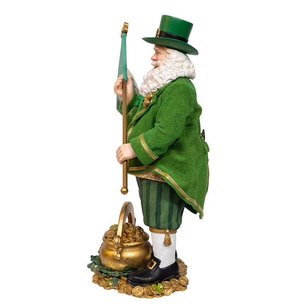 Fabriche Musical Irish Santa with Flag 11"