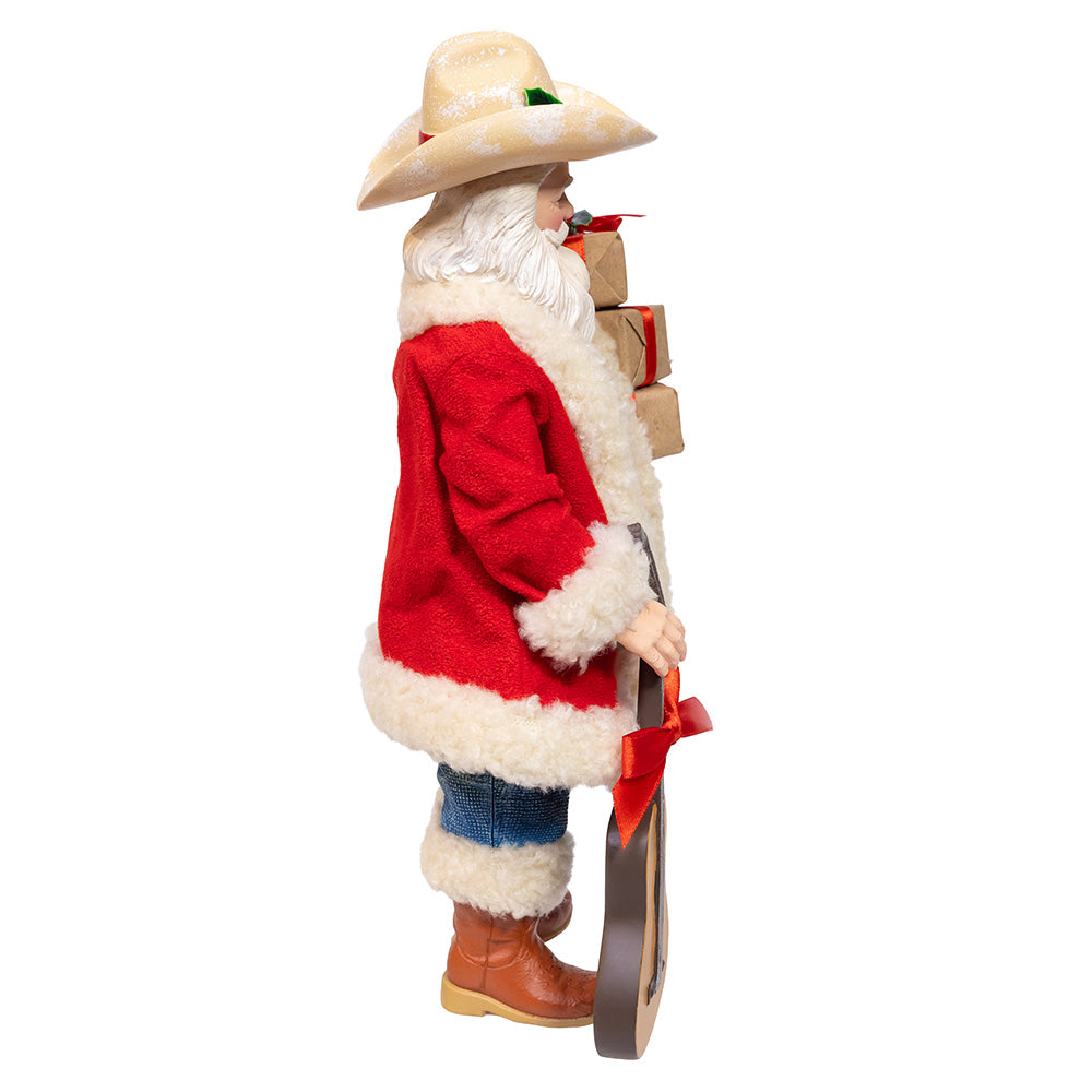 Western Santa with Guitar and Gift Boxes 11"