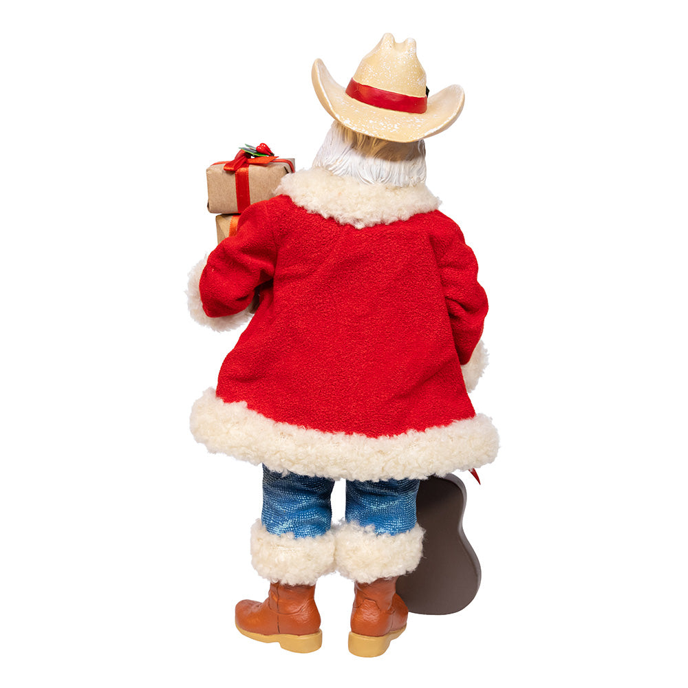 Western Santa with Guitar and Gift Boxes 11"