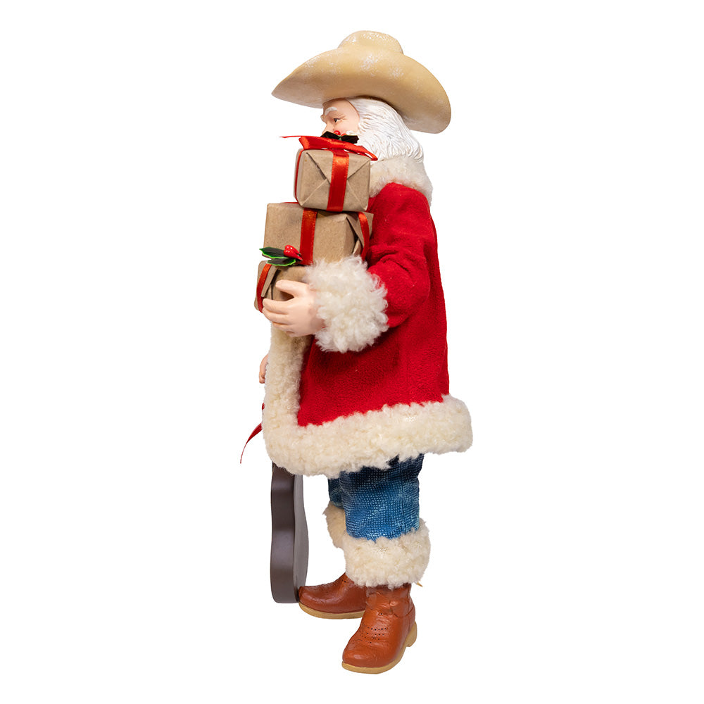 Western Santa with Guitar and Gift Boxes 11"
