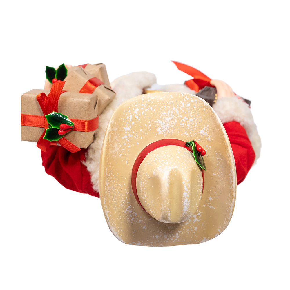 Western Santa with Guitar and Gift Boxes 11"