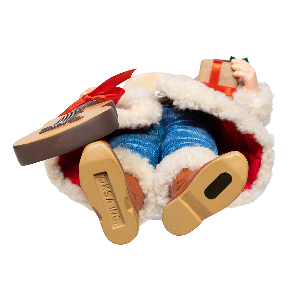 Western Santa with Guitar and Gift Boxes 11"