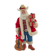Western Santa with Guitar and Gift Boxes 11"